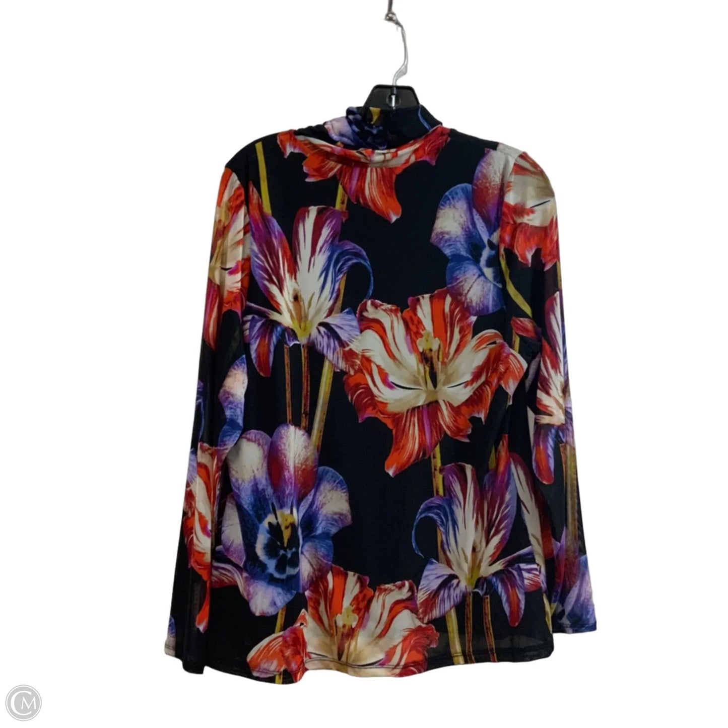 Top Long Sleeve By Inc In Black & Red, Size: 1x