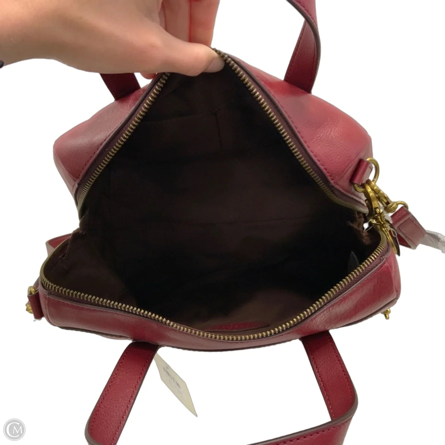Handbag Leather By Fossil, Size: Medium
