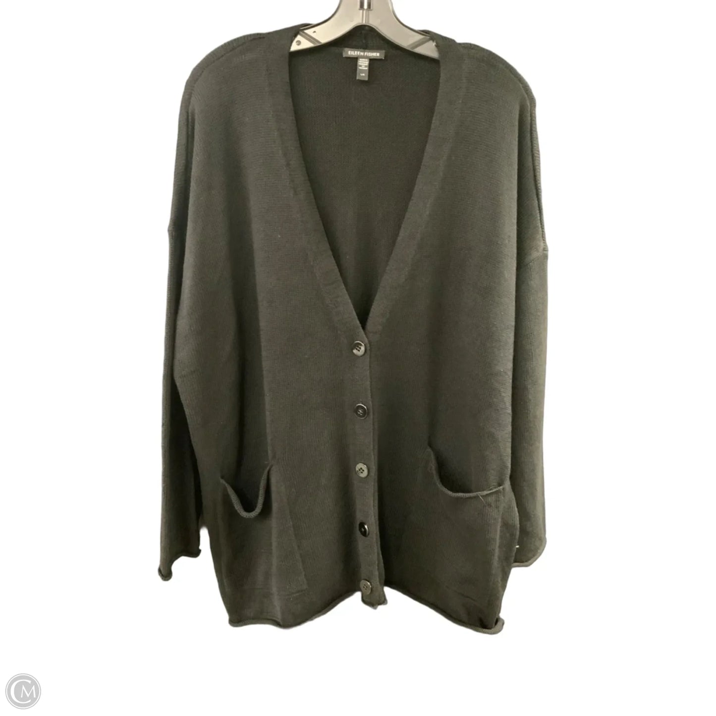 Sweater Cardigan By Eileen Fisher In Black, Size: L