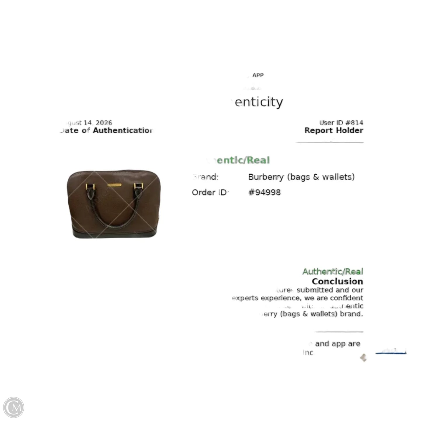 Handbag Luxury Designer By Burberry, Size: Medium