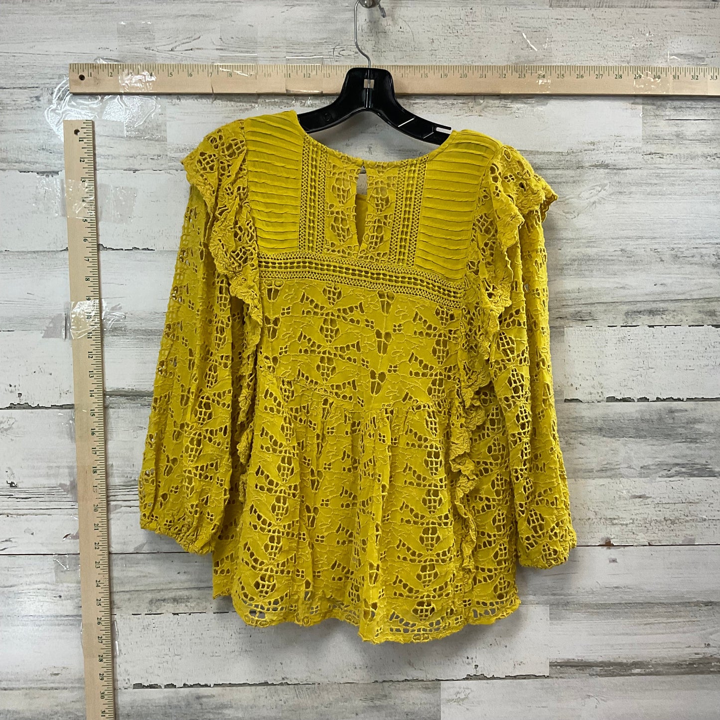 Yellow Top 3/4 Sleeve Anthropologie, Size L