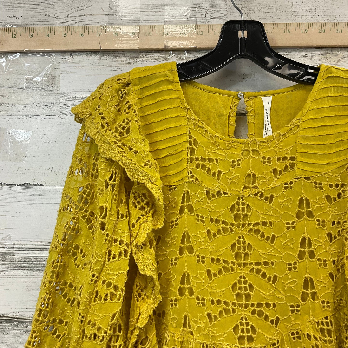 Yellow Top 3/4 Sleeve Anthropologie, Size L