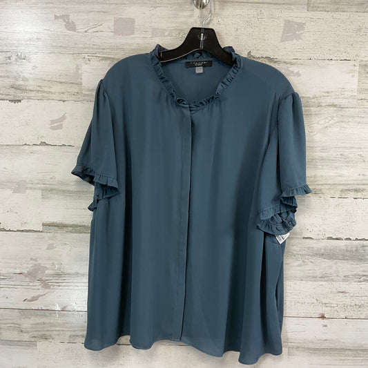 Blouse Short Sleeve By T Tahari In Blue, Size: 3x