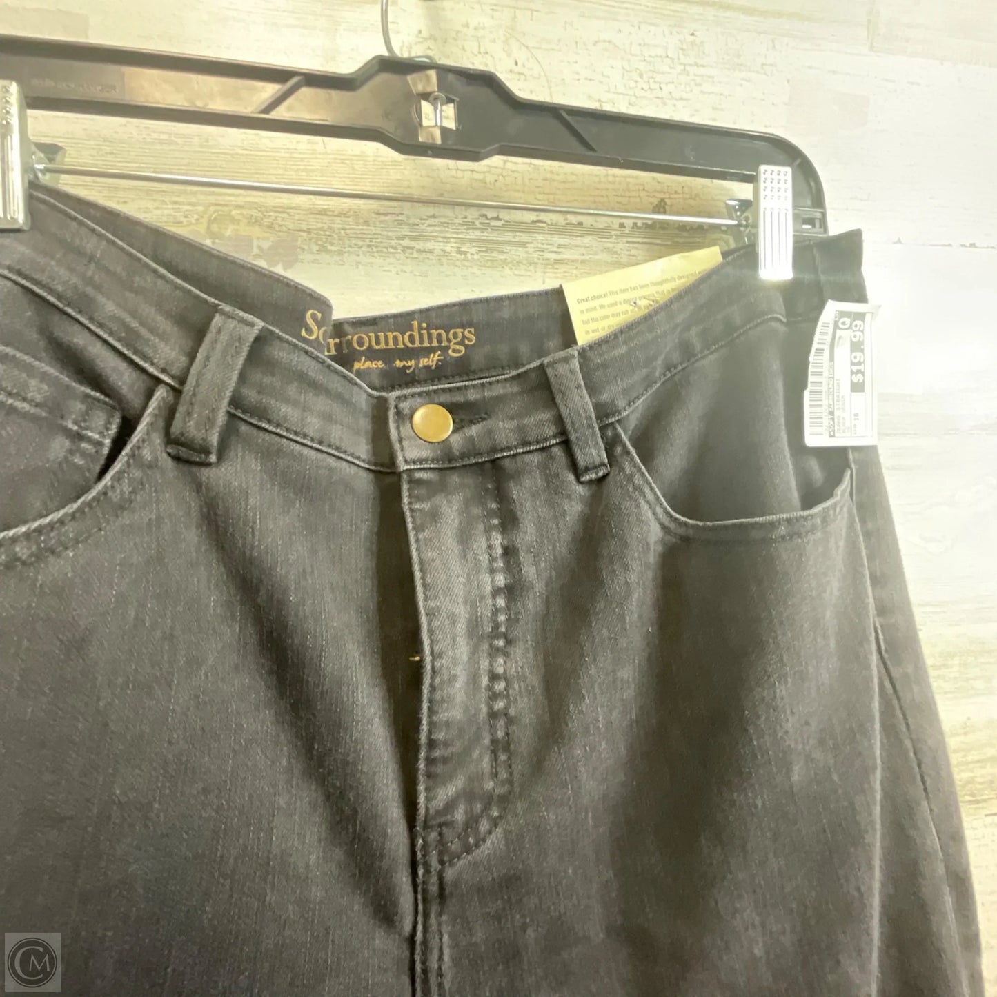 Jeans Straight By Soft Surroundings In Black Denim, Size: 16