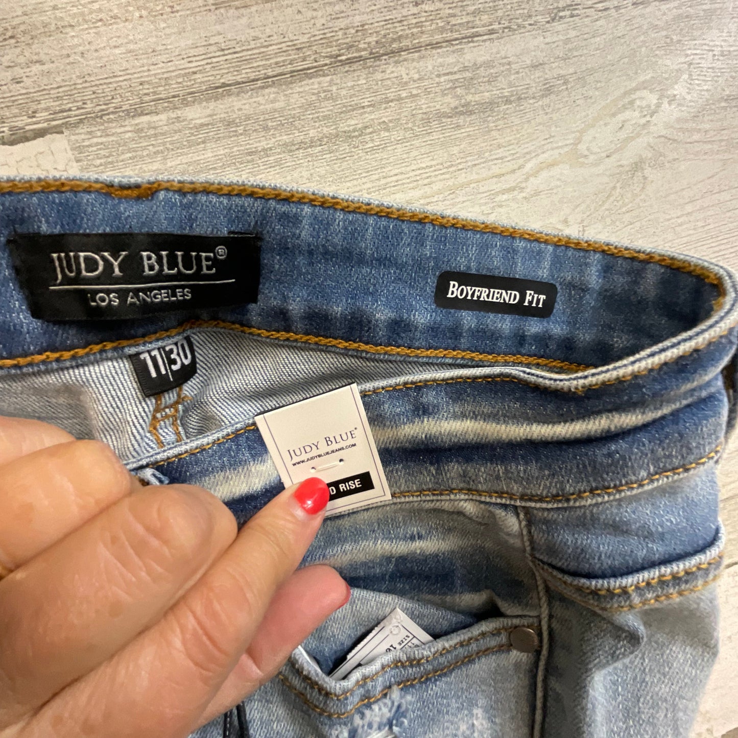 Blue Denim Jeans Boyfriend Judy Blue, Size 10