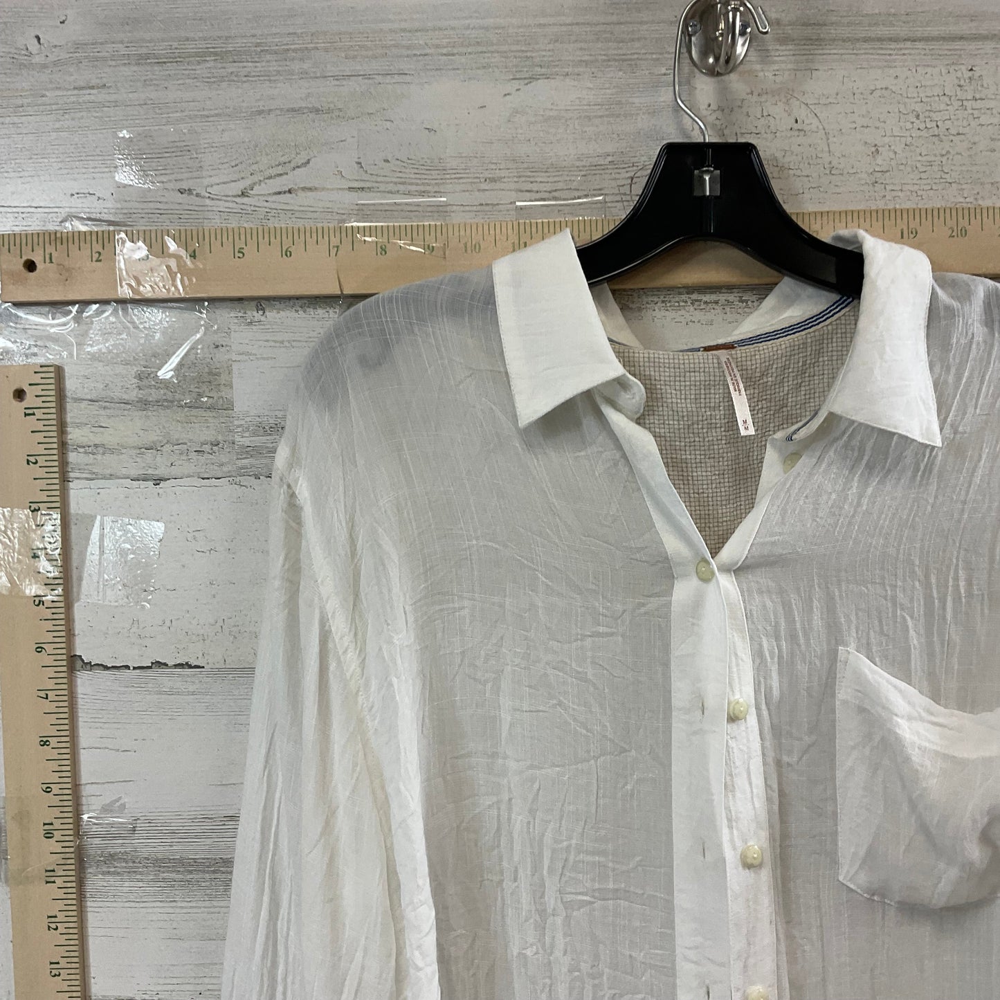 White Blouse Long Sleeve Free People, Size M