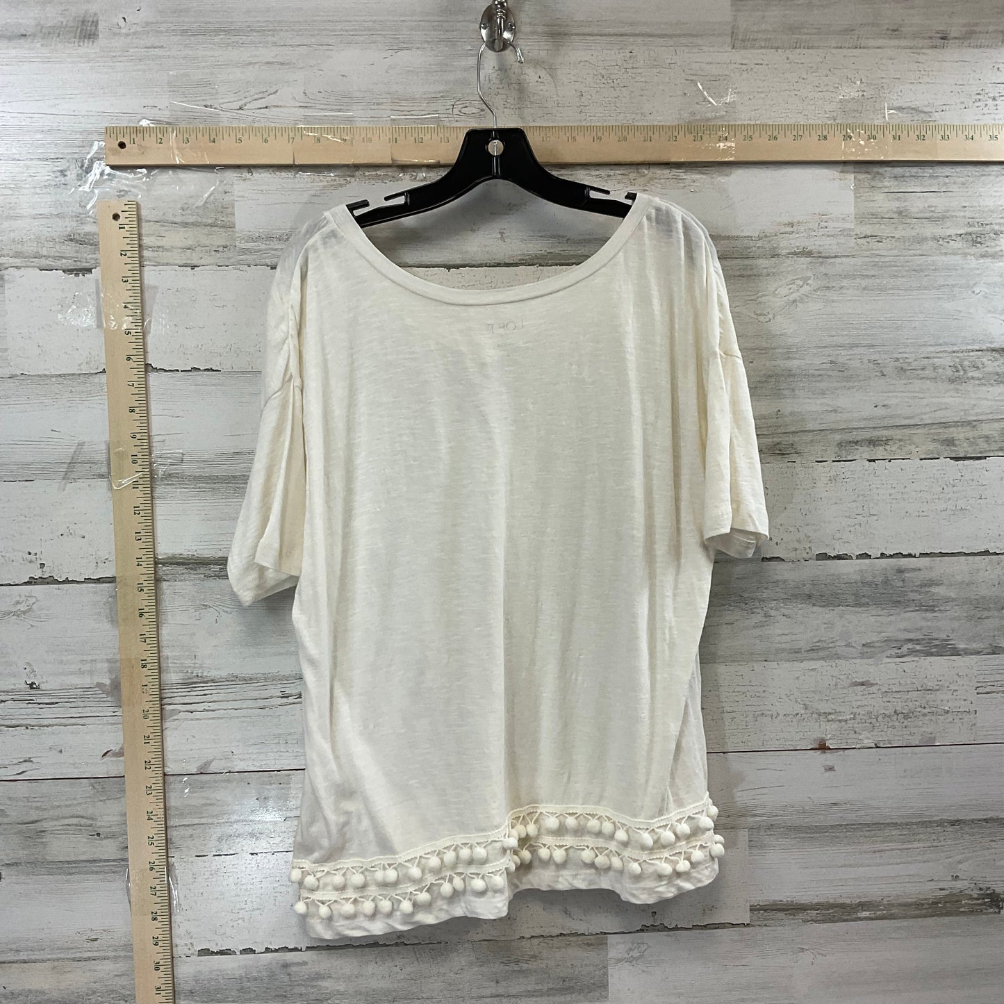 Cream Top Short Sleeve Loft, Size M