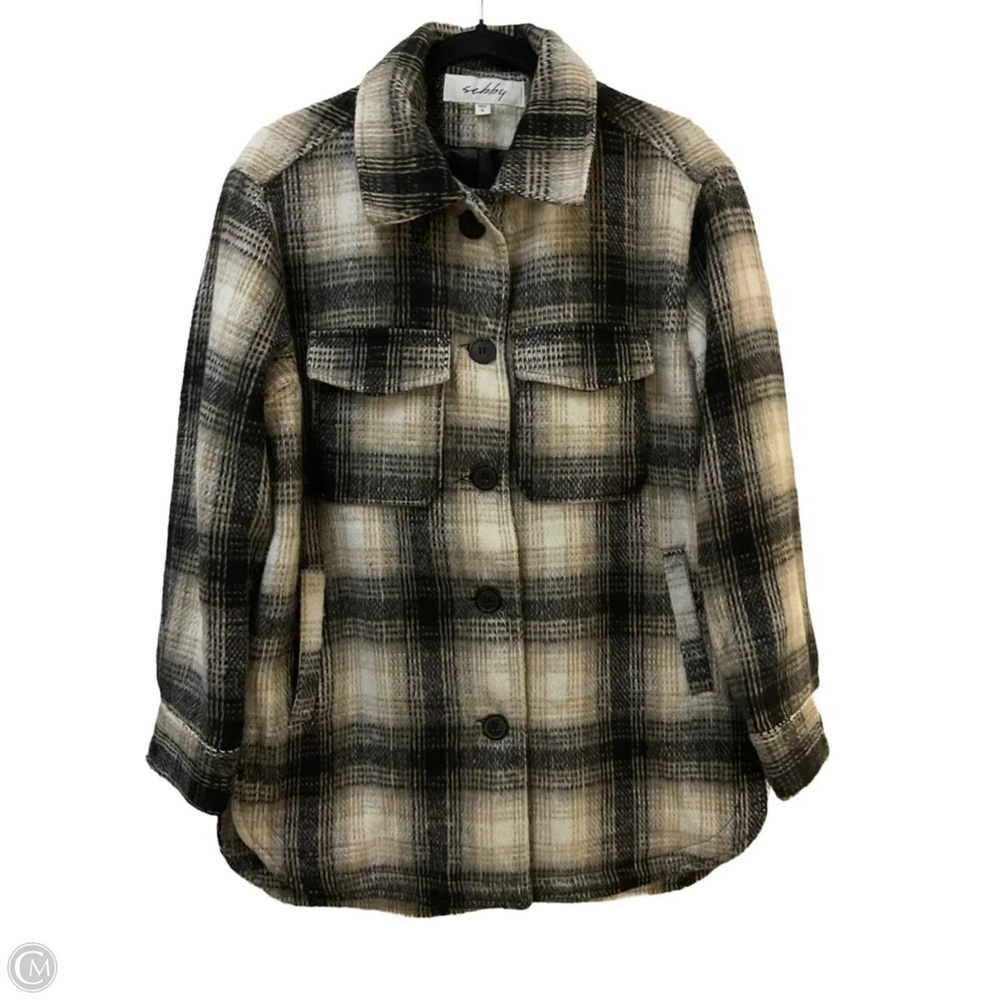 Jacket Shirt By Sebby In Plaid Pattern, Size: S