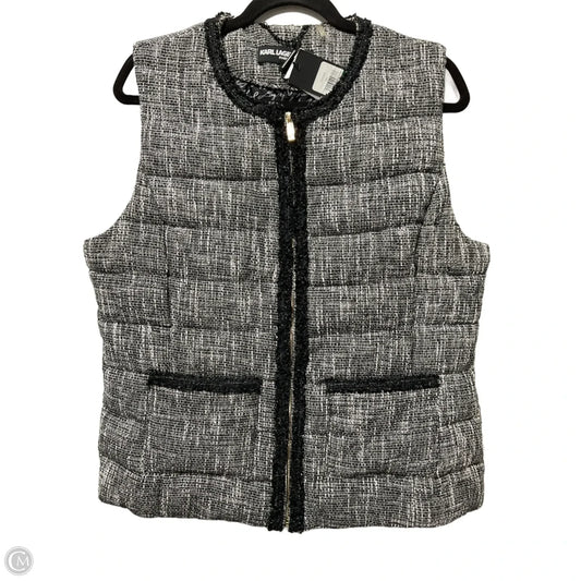 Vest Designer By Karl Lagerfeld In Black & White, Size: L