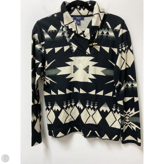 Top Long Sleeve By Chaps In Black & Cream, Size: M