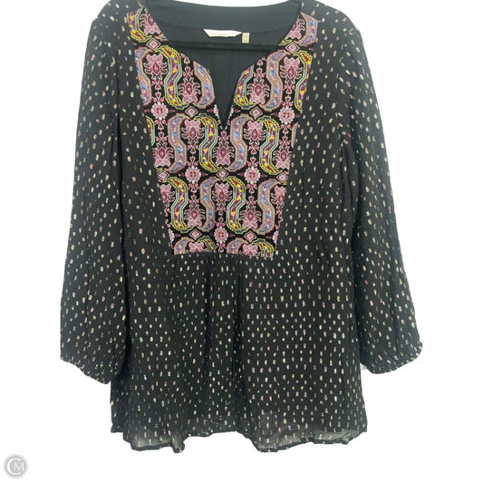Blouse Long Sleeve By Soft Surroundings In Black & Purple, Size: 1x