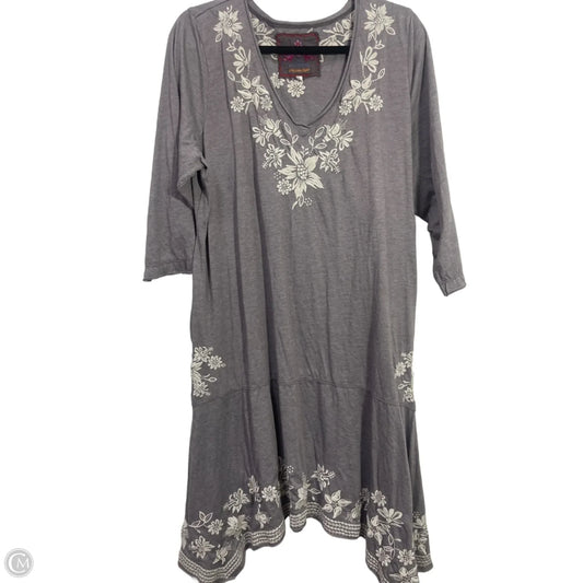 Dress Casual Midi By Johnny Was In Grey & White, Size: 1x