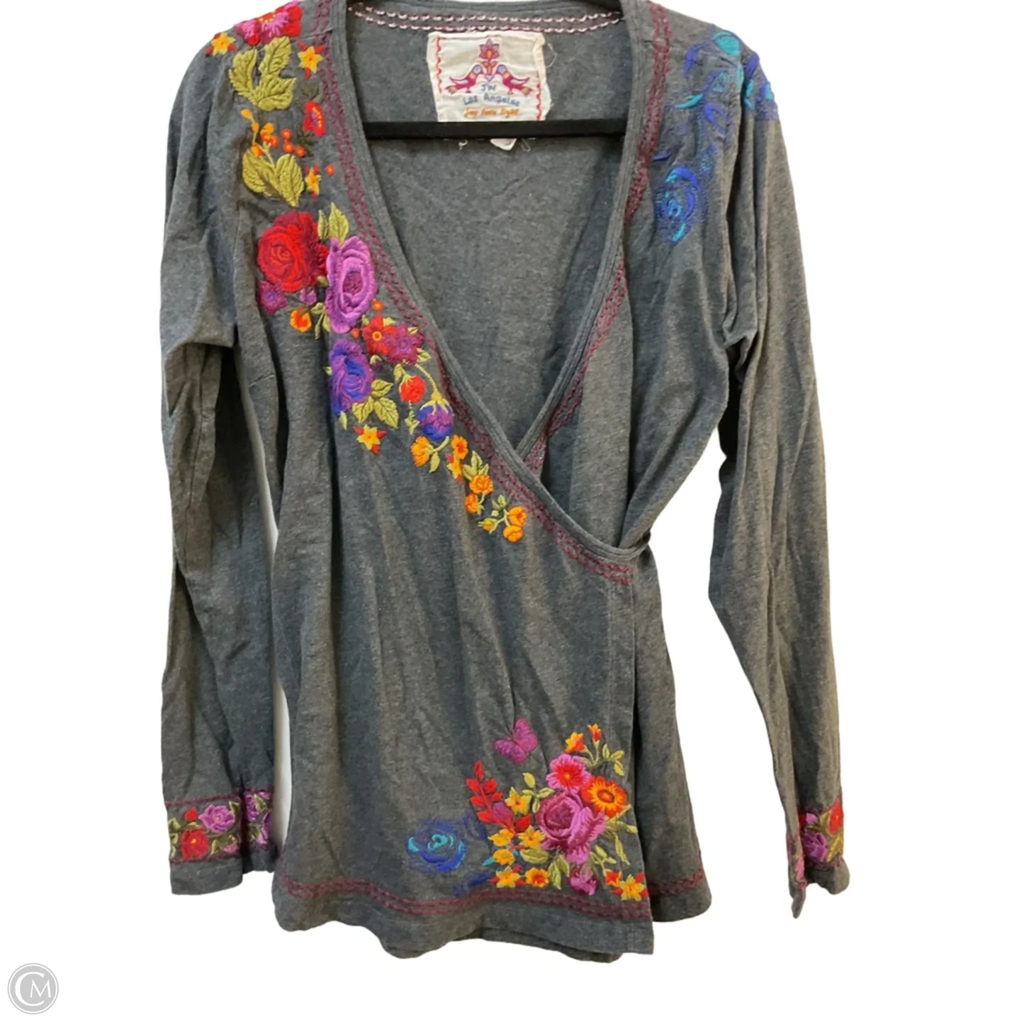 Top Long Sleeve By Johnny Was In Grey, Size: L