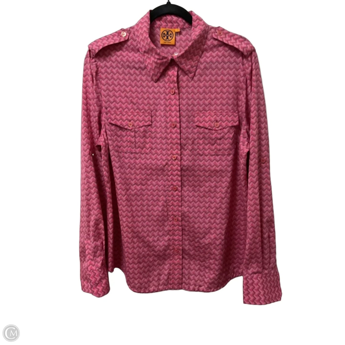 Blouse Designer By Tory Burch In Geometric Pattern, Size: 14