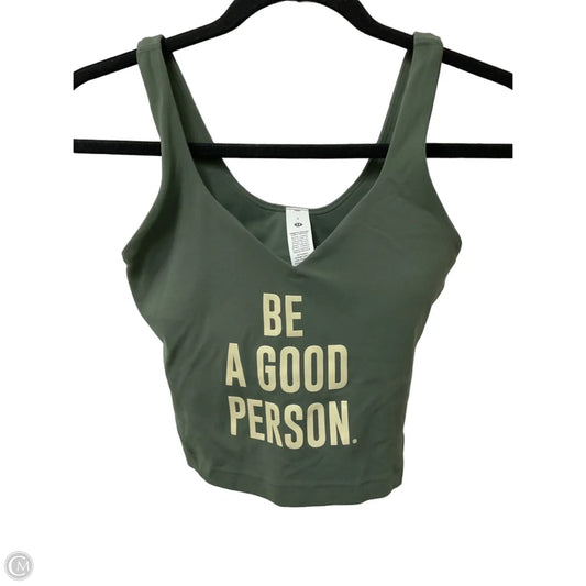 Athletic Bra By Lululemon In Green & Tan, Size: 2