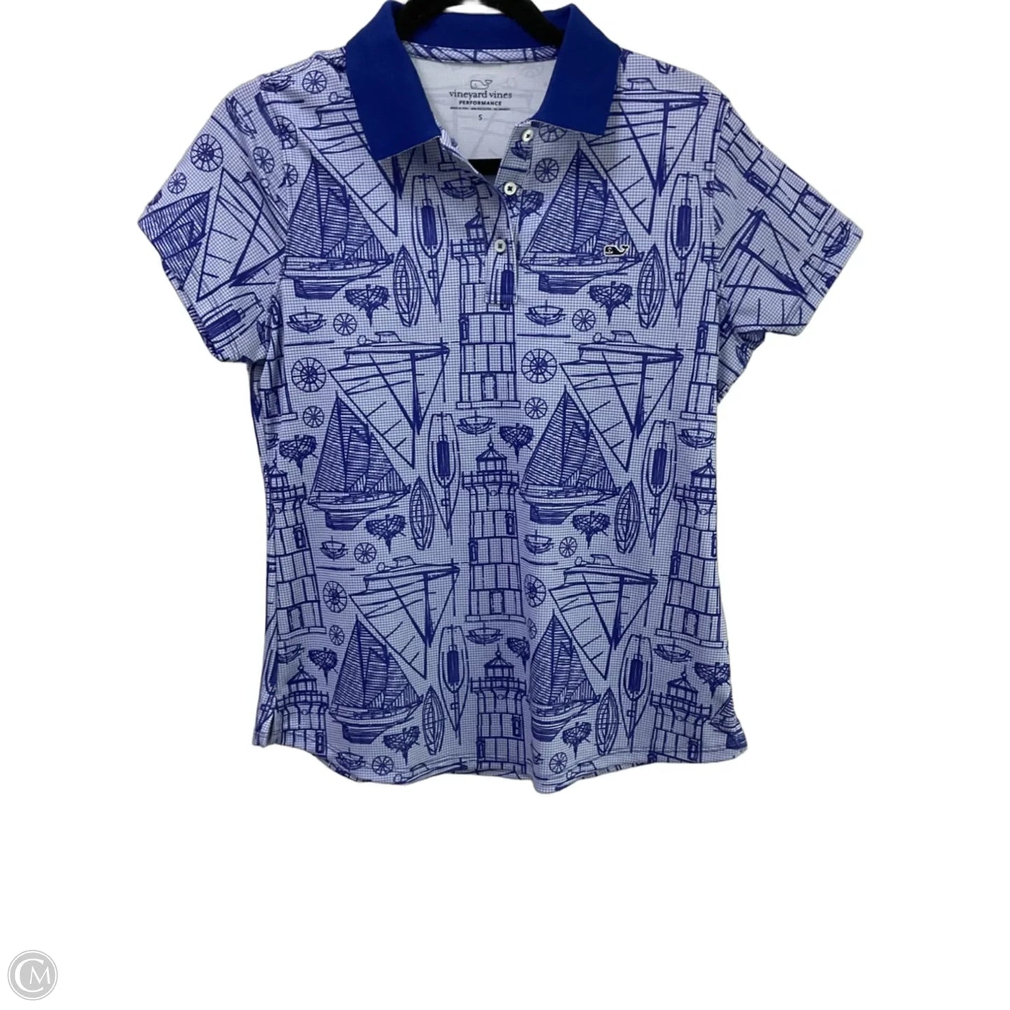 Top Short Sleeve By Vineyard Vines In Blue & White, Size: S