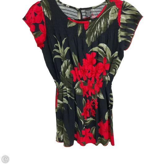 Blouse Short Sleeve By Clothes Mentor In Tropical Print, Size: 12