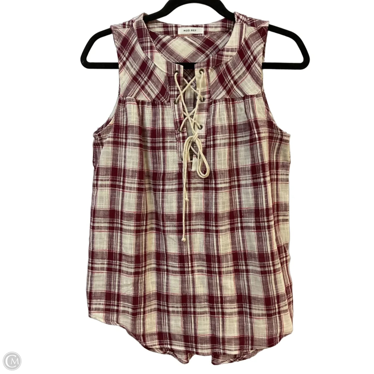 Top Sleeveless By Mod Ref In Plaid Pattern, Size: S