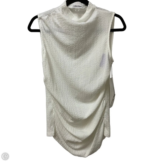 Blouse Sleeveless By Calvin Klein In White, Size: S