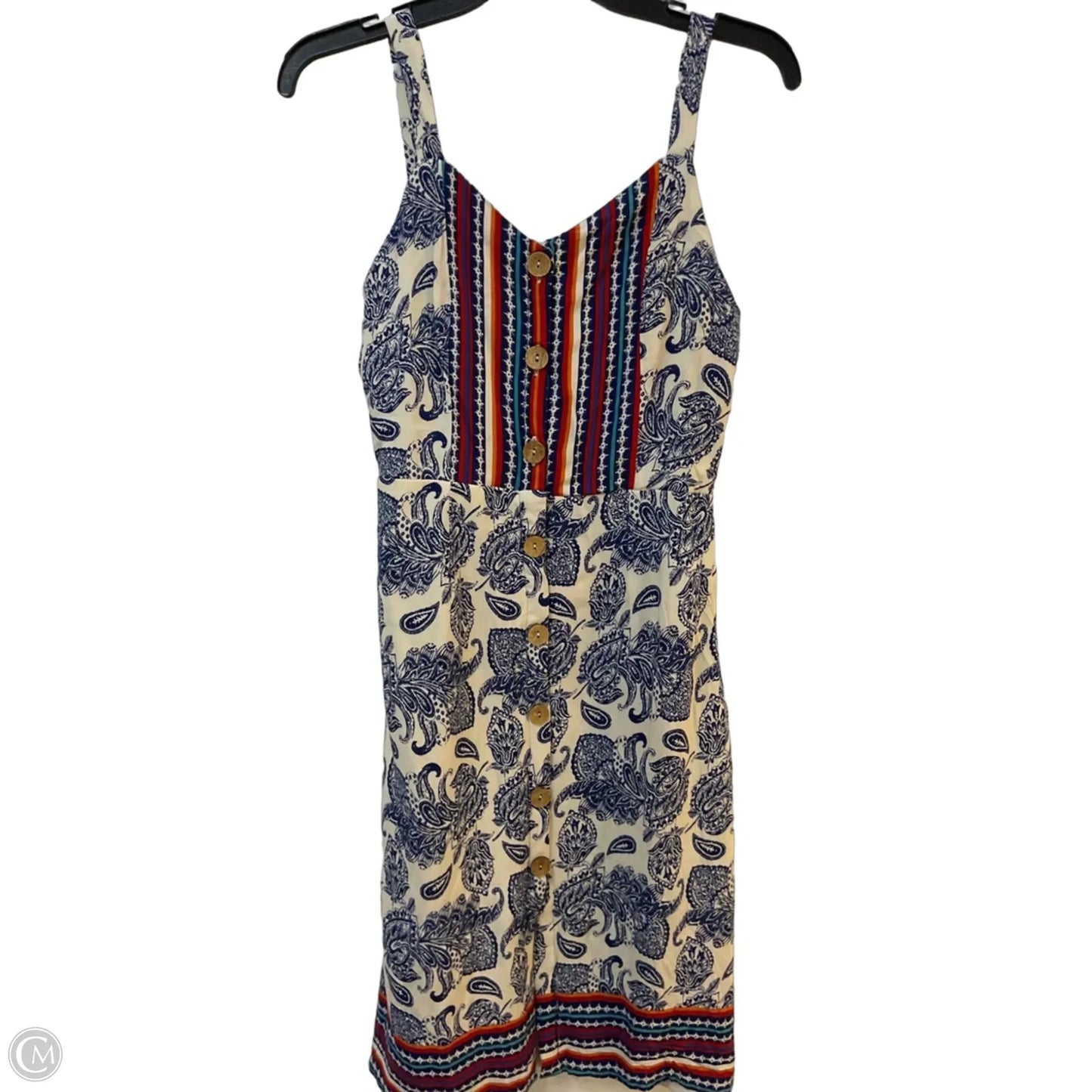Dress Casual Midi By Clothes Mentor In Blue & Cream, Size: M