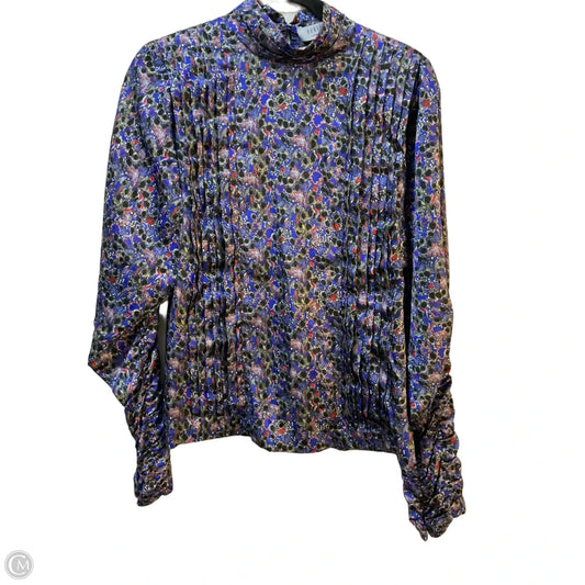Blouse Long Sleeve By Hunter Bell In Black & Blue, Size: M