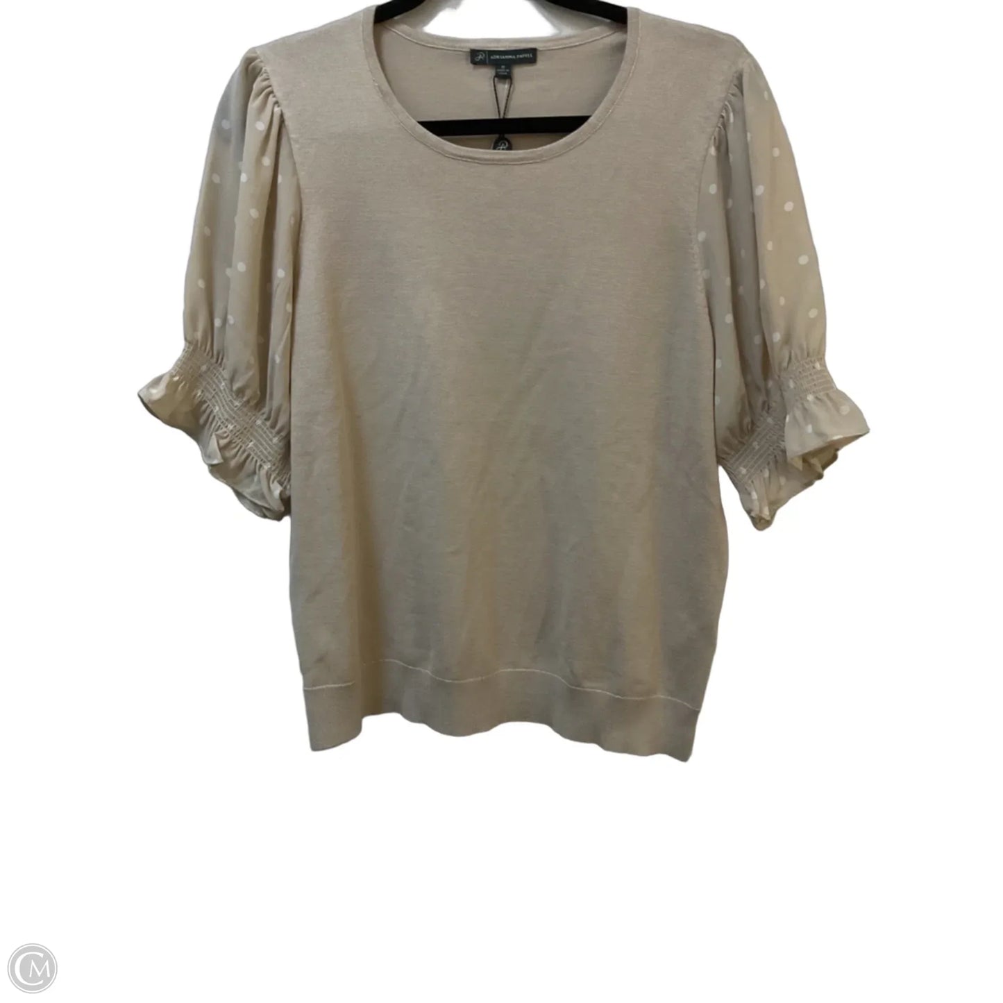 Sweater By Adrianna Papell In Tan & White, Size: M