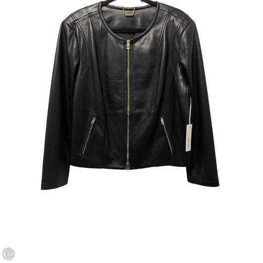 Jacket Moto By Chicos In Black & Gold, Size: Xl