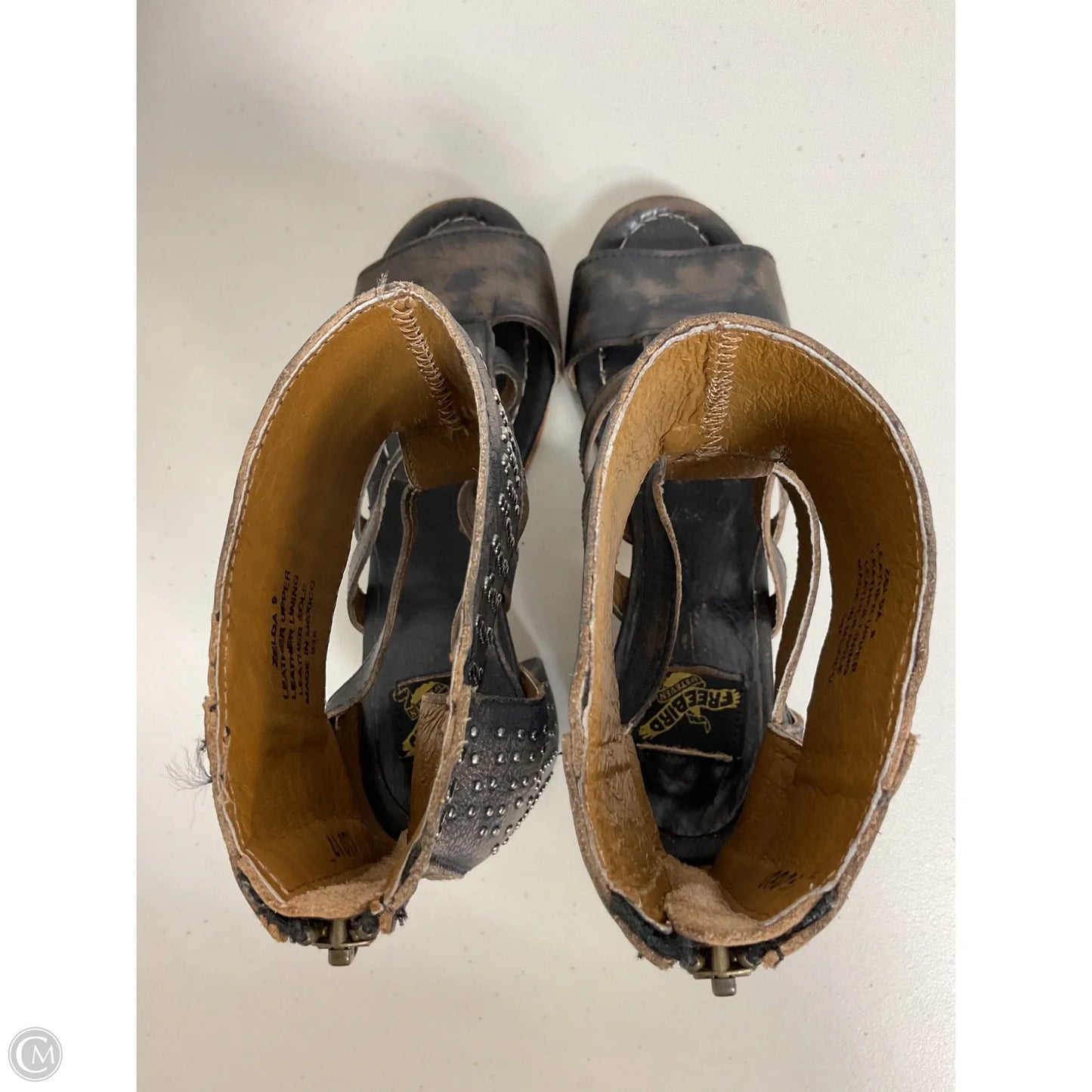 Sandals Heels Block By Freebird In Black & Brown, Size: 9