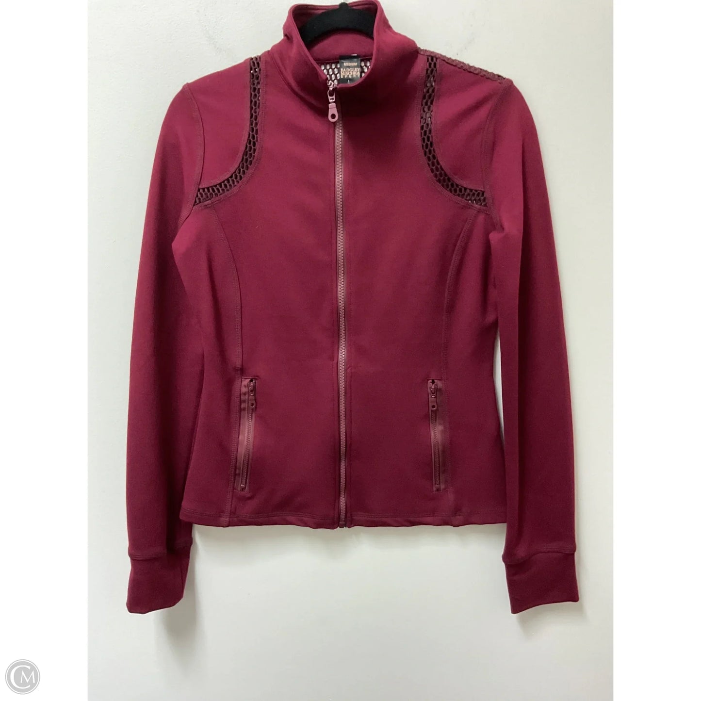 Athletic Jacket By Badgley Mischka In Maroon, Size: M