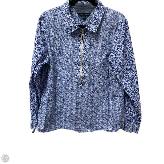 Top Long Sleeve By Tommy Hilfiger In Blue & White, Size: Xl