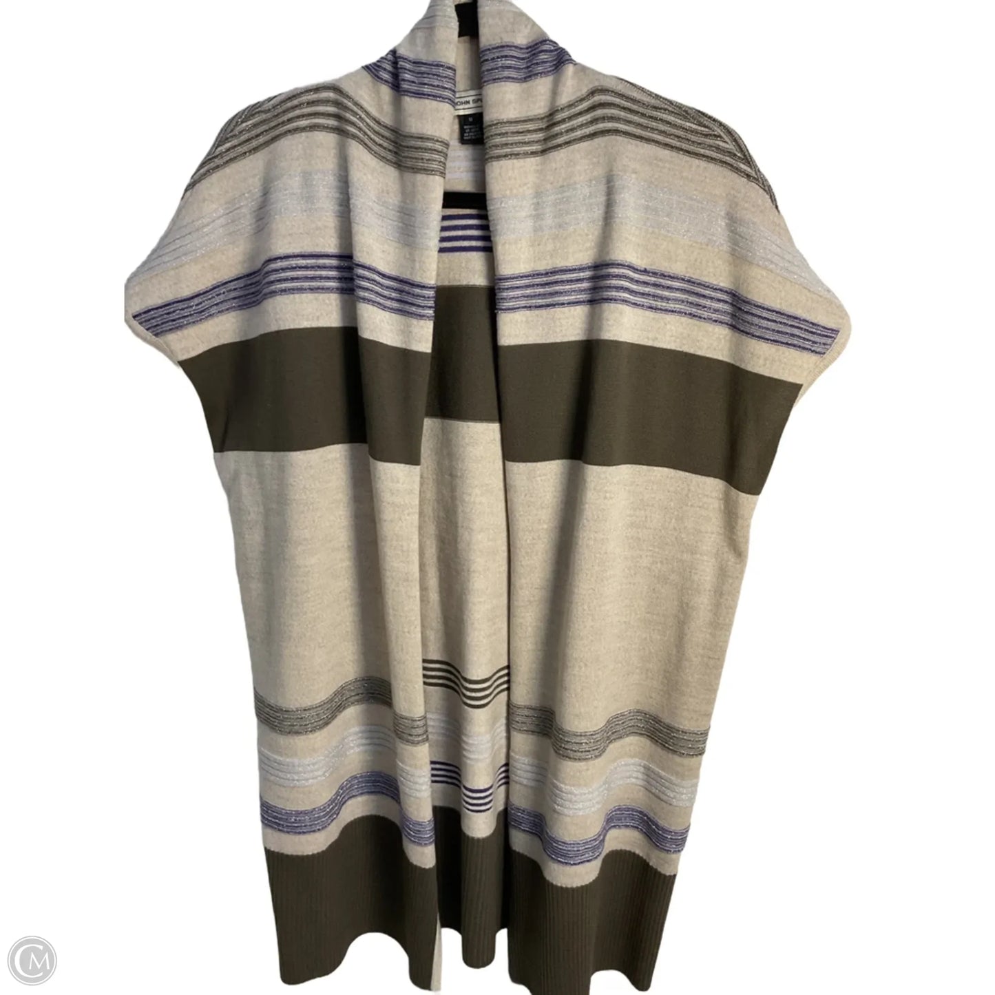 Sweater Cardigan Luxury Designer By St John Collection In Cream & Purple, Size: M