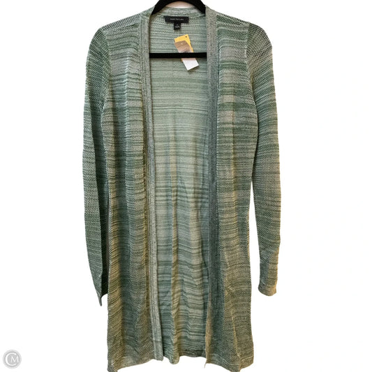 Sweater Cardigan By Ann Taylor In Green & White, Size: Xs