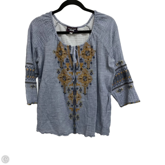 Top Long Sleeve By Johnny Was In Blue & Brown, Size: M