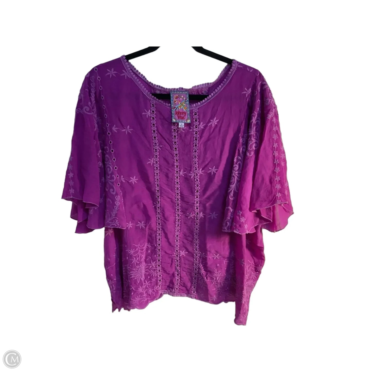 Blouse Short Sleeve By Johnny Was In Pink, Size: Xl