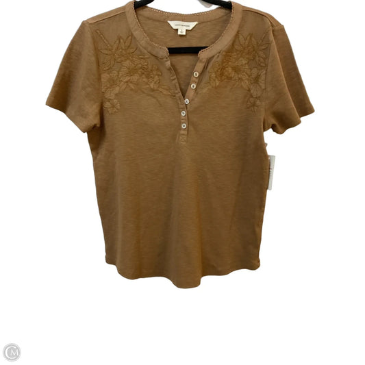 Top Short Sleeve By Lucky Brand In Brown, Size: L