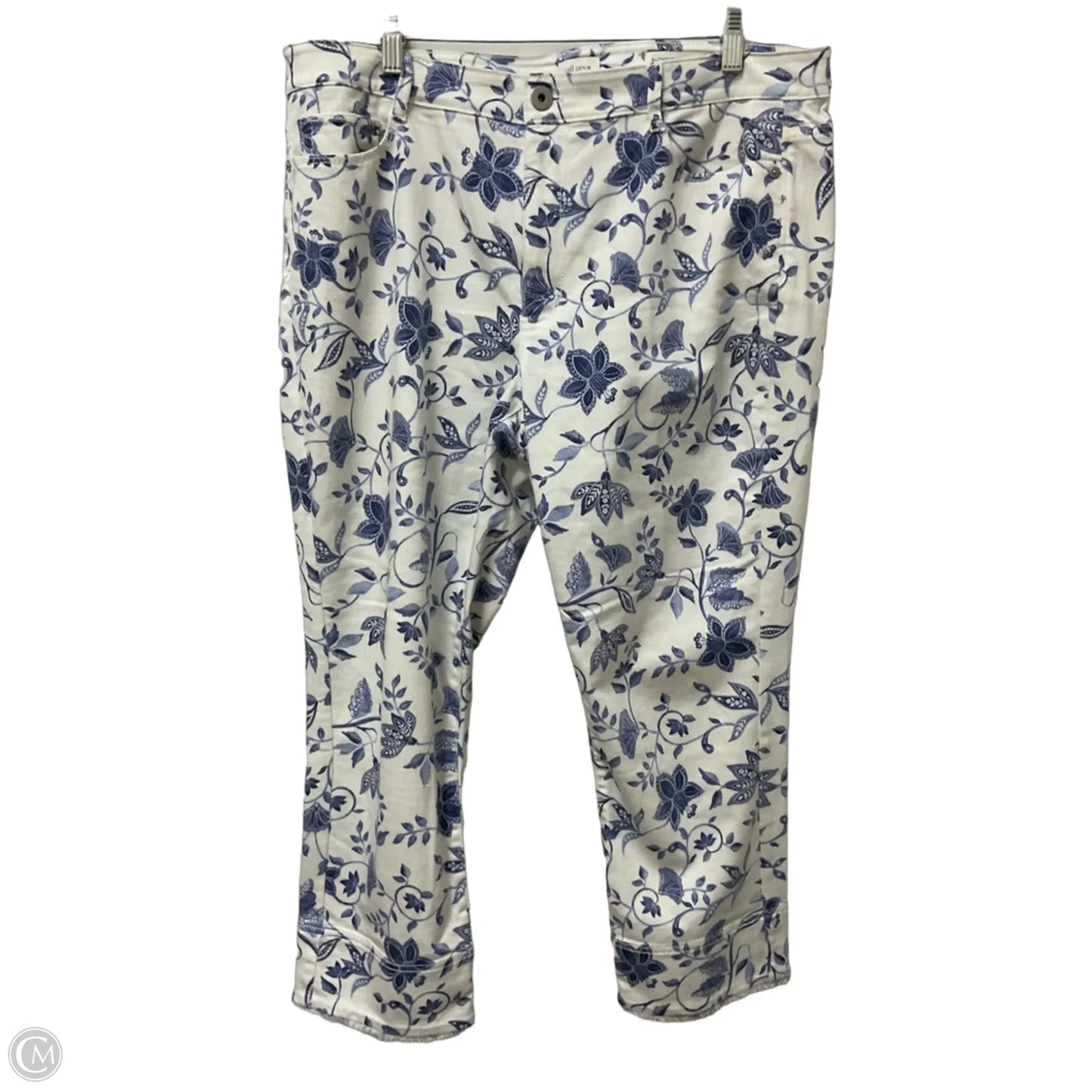 Jeans Cropped By J. Jill In Blue & White, Size: 14