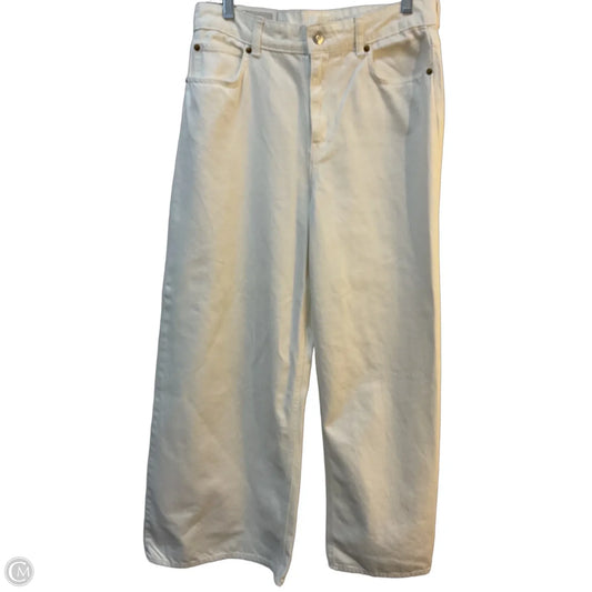 Jeans Wide Leg By H&m In White Denim, Size: 8