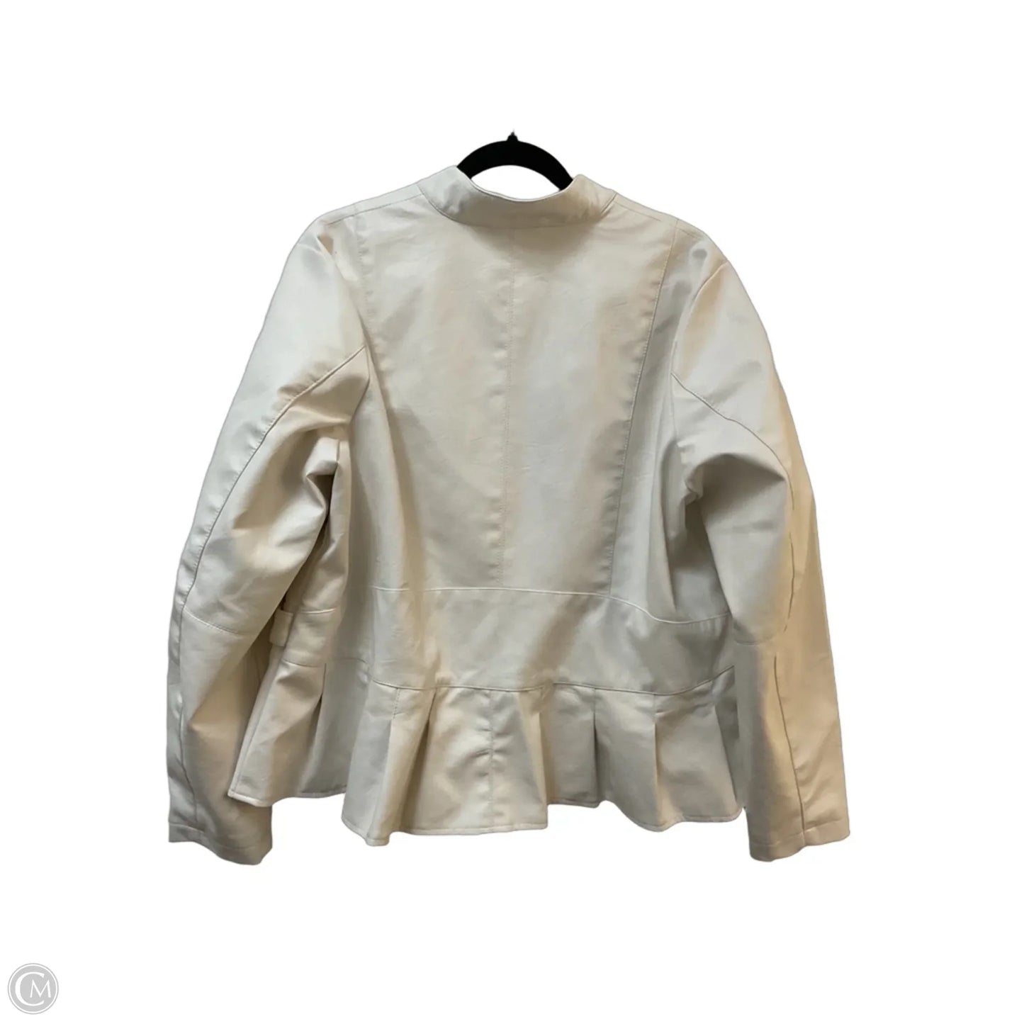 Jacket Moto By Baccini In White, Size: 2x