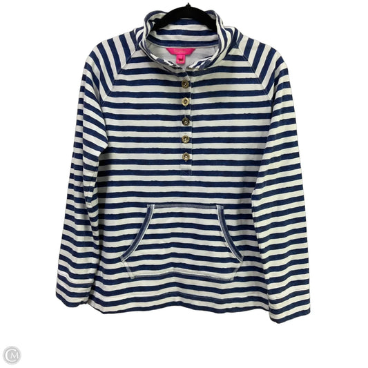 Top Long Sleeve Designer By Lilly Pulitzer In Blue & White, Size: M