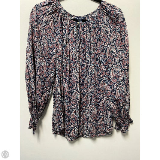 Blouse Long Sleeve By Chaps In Paisley Print, Size: S