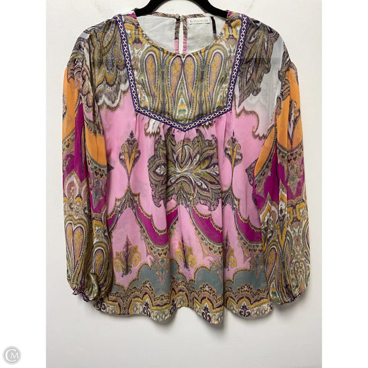 Blouse Long Sleeve By Kasper In Pink, Size: M