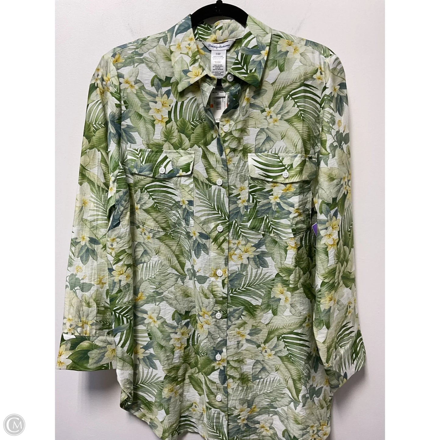 Top Short Sleeve By Tommy Bahama In Tropical Print, Size: S
