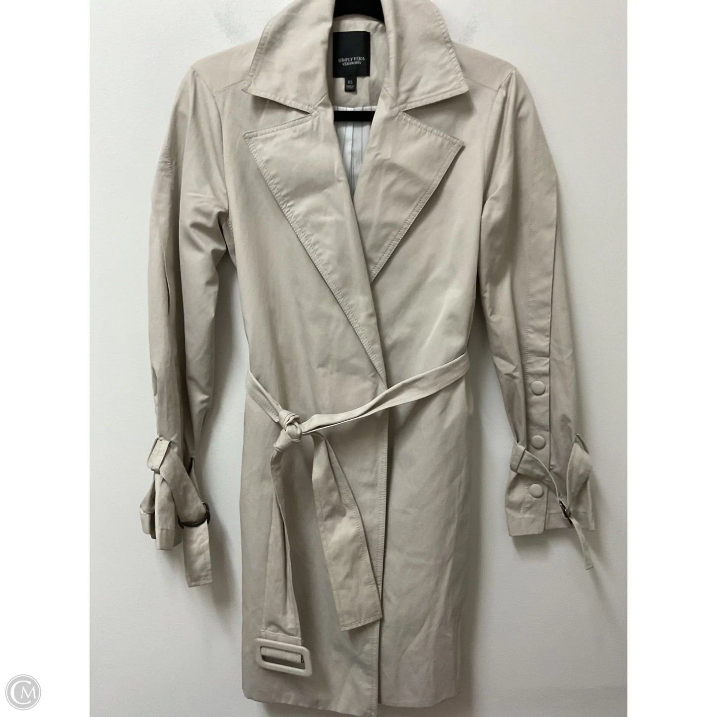 Coat Trench Coat By Simply Vera In Beige, Size: Xs