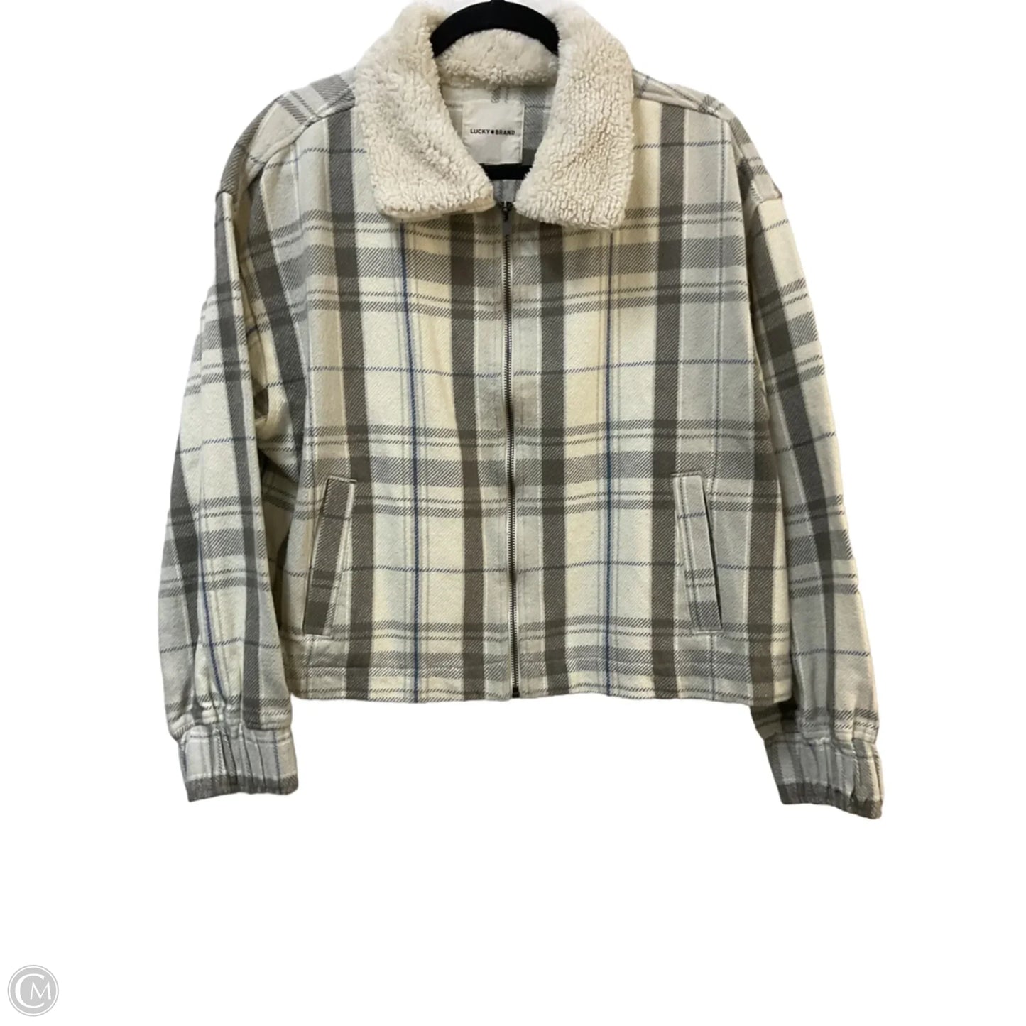 Jacket Shirt By Lucky Brand In Cream & Tan, Size: M