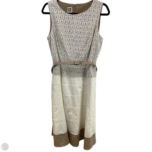 Dress Party Midi By Anne Klein In Cream & Tan, Size: L
