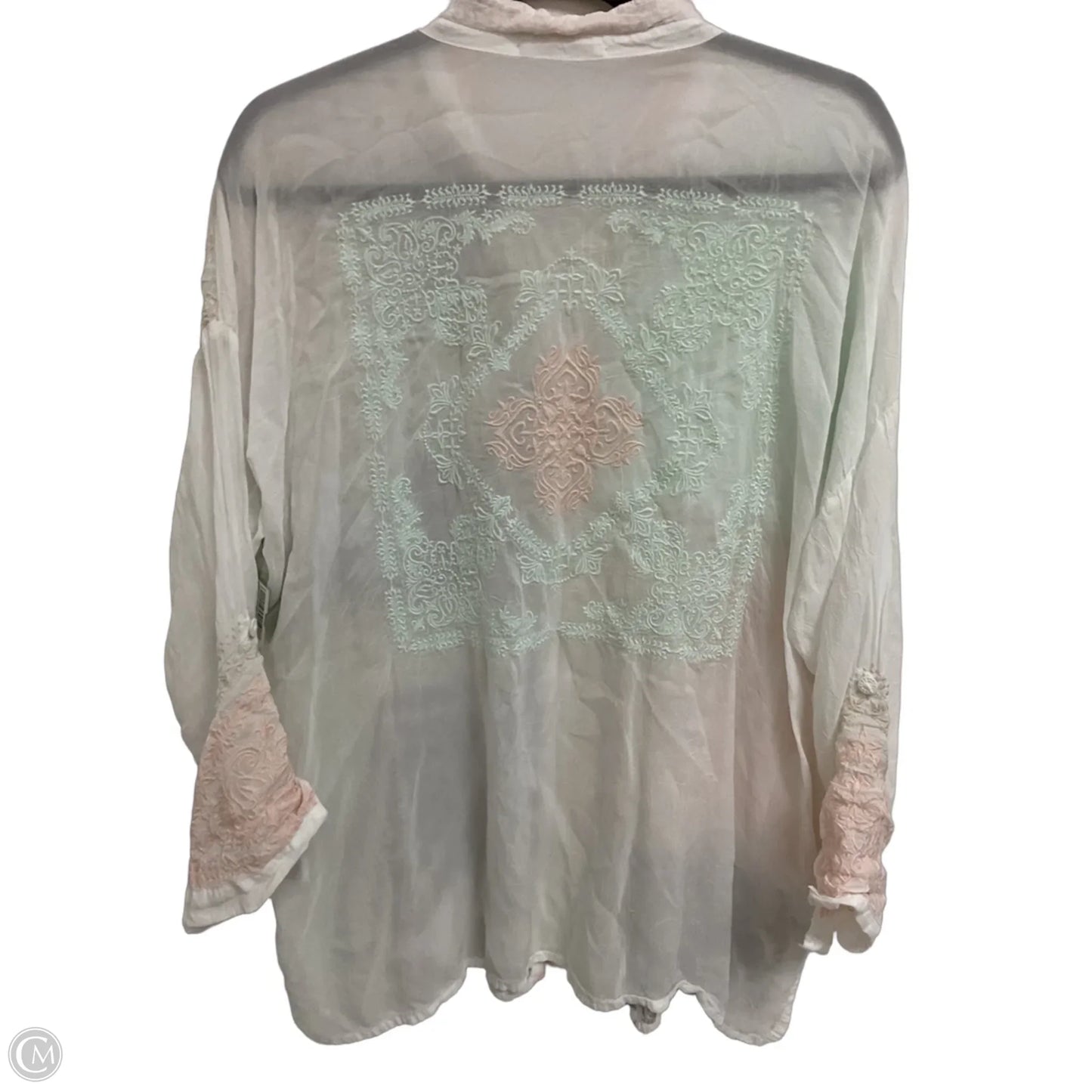 Blouse Long Sleeve By Johnny Was In White, Size: M