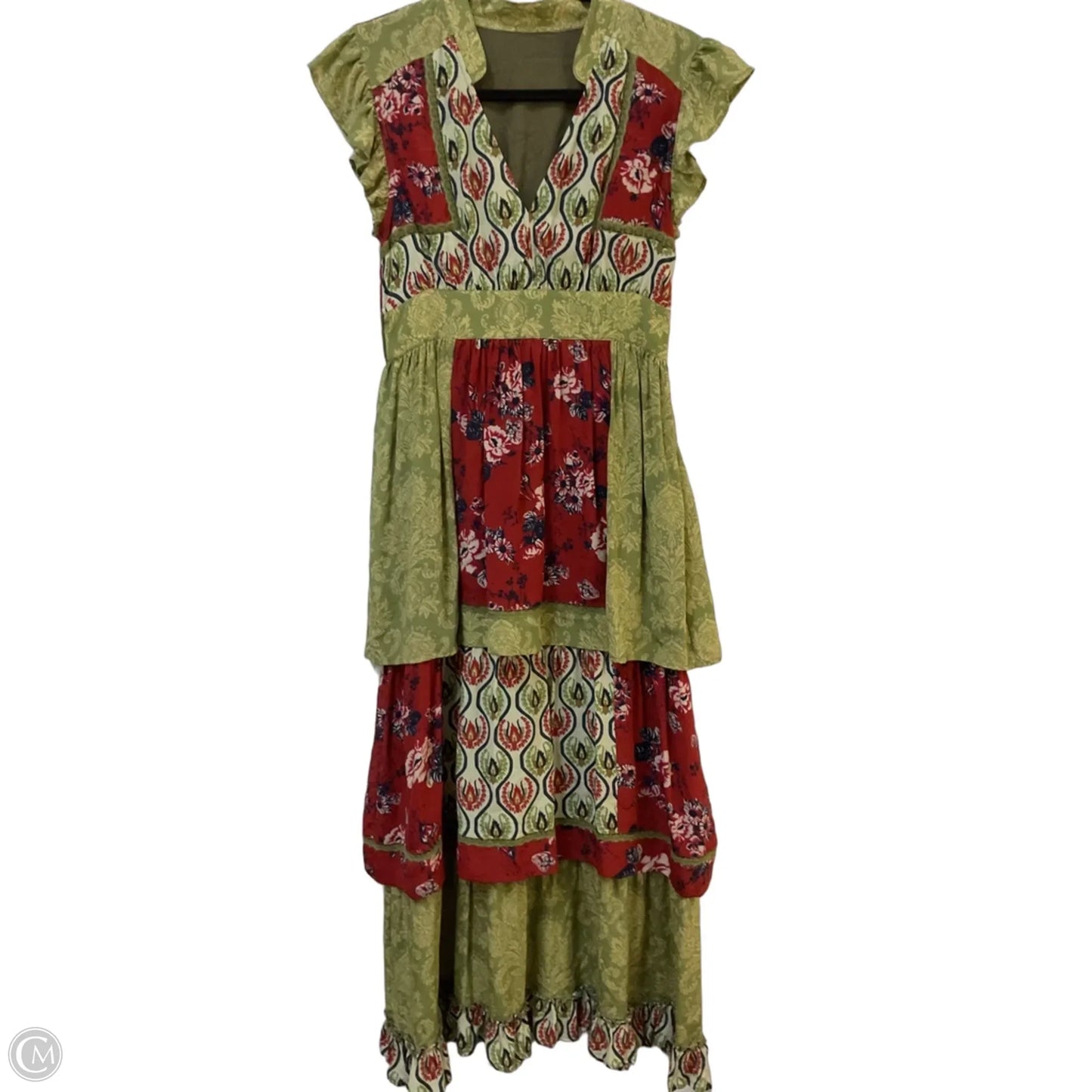 Dress Casual Midi By Clothes Mentor In Green & Red, Size: Xs