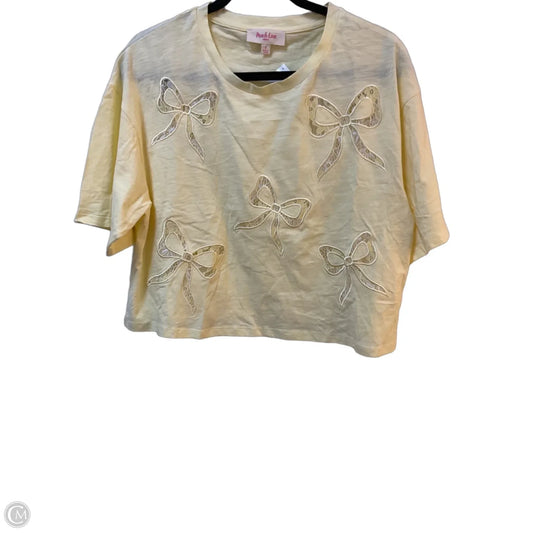 Top Short Sleeve By Peach Love Cream California In Yellow, Size: S