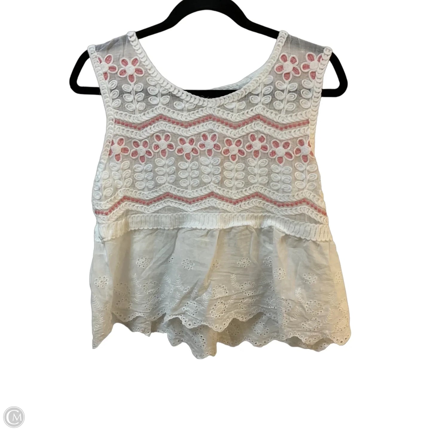 Top Sleeveless By Pol In Pink & White, Size: S