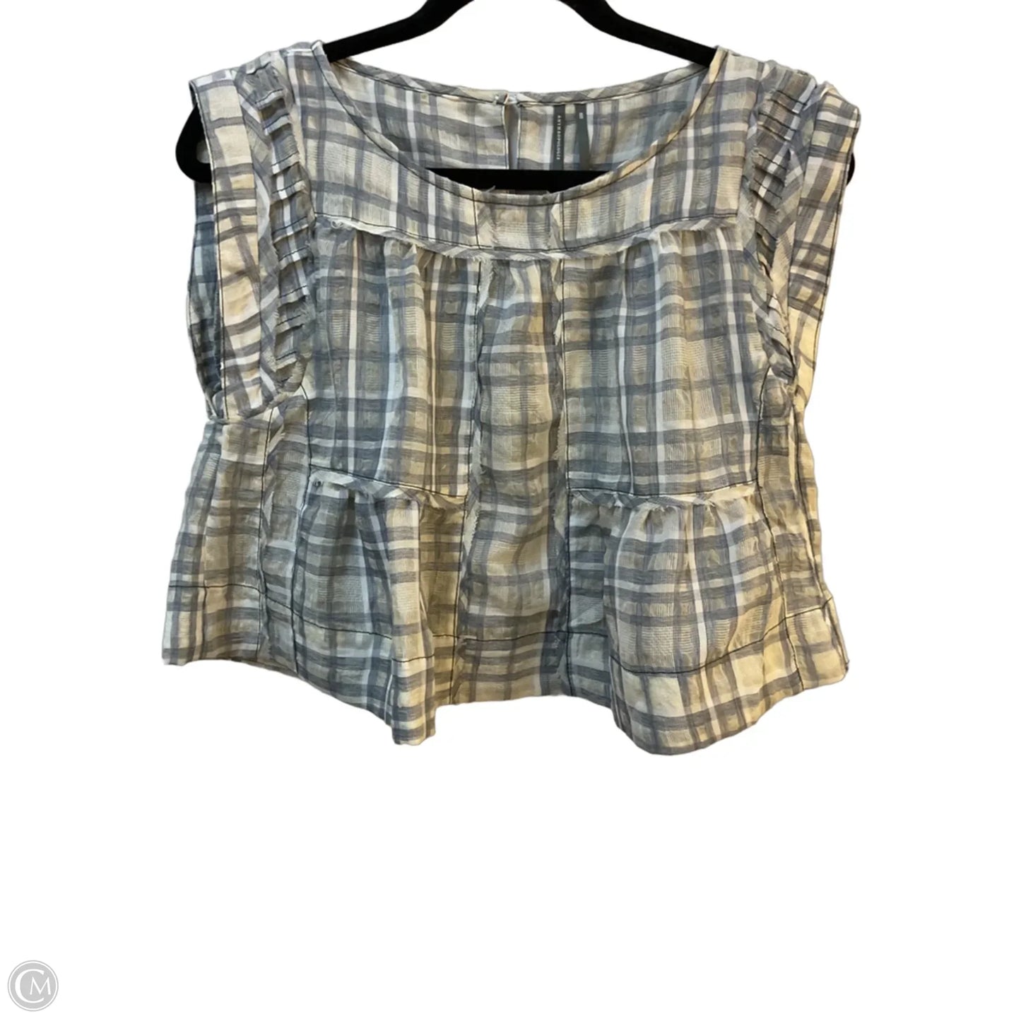 Top Short Sleeve By Anthropologie In Plaid Pattern, Size: Xxs